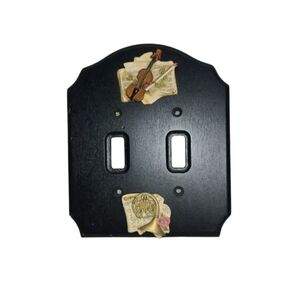 Figi Wood Double Switch Plate Cover Music Horn Violin Black 1999 VTG Read Below
